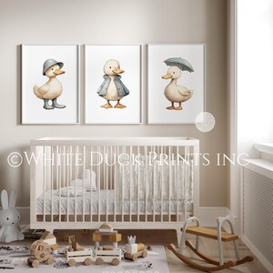 Set of 3 Duck Nursery Wall Art | Light Blue Nursery Decor | Boy Room ...