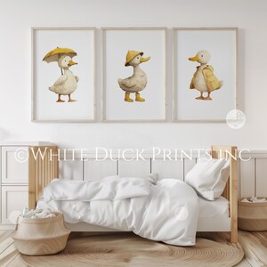 Set of 3 Duck Nursery Wall Art | Yellow Nursery Decor | Gender Neutral ...