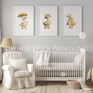 Set of 3 Duck Nursery Wall Art | Yellow Nursery Decor | Gender Neutral ...