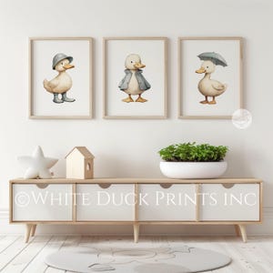 Set of 3 Duck Nursery Wall Art | Light Blue Nursery Decor | Boy Room ...