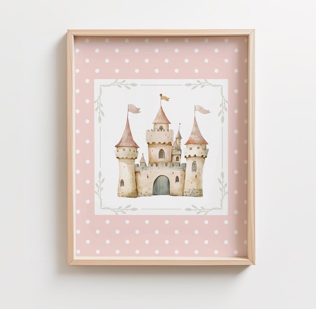 Pink Princess Castle Print: Enchanted Nursery Wall Art (digital ...