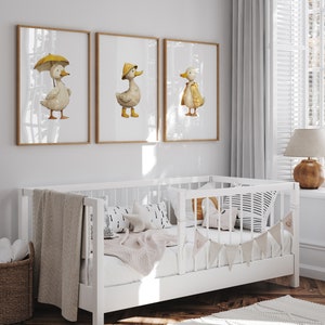 Set of 3 Duck Nursery Wall Art | Yellow Nursery Decor | Gender Neutral ...