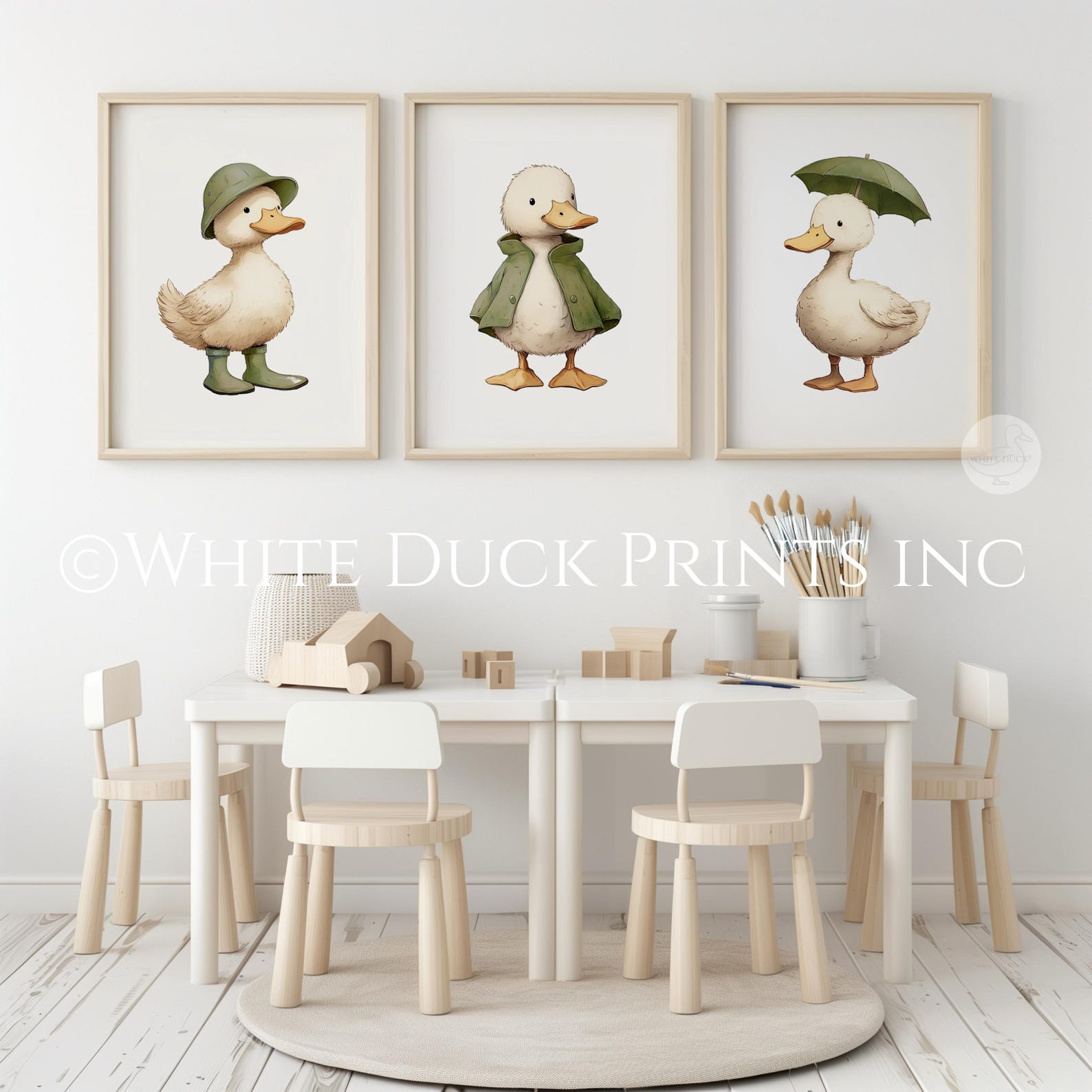 Set of 3 Duck Nursery Wall Art | Army Green Nursery Decor | Boy Room ...