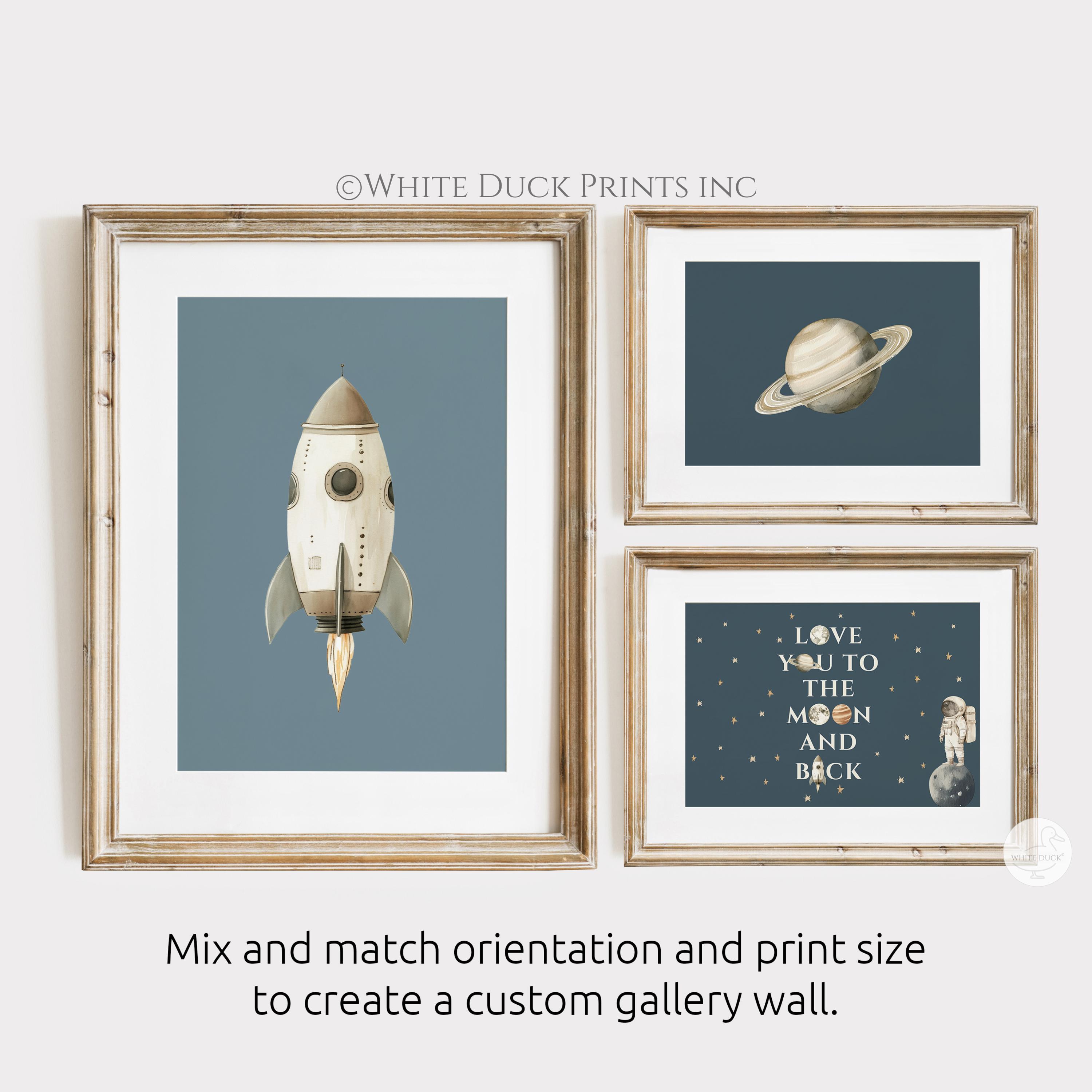 Outer Space Nursery Wall Art Set of 6 Kids Room Space Prints Rocket ...