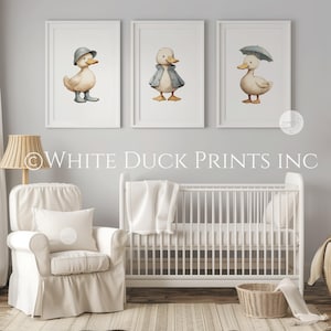Set of 3 Duck Nursery Wall Art | Light Blue Nursery Decor | Boy Room ...