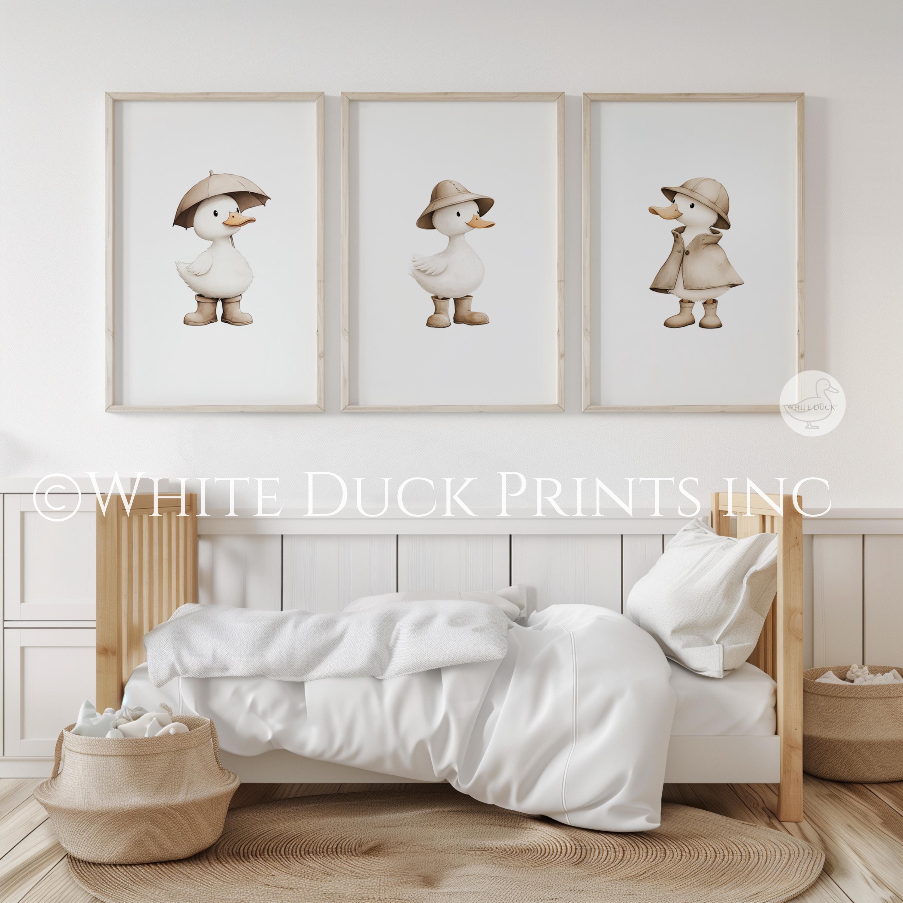 Set of 3 Duck Nursery Wall Art | Beige Nursery Decor Neutral Baby Room ...