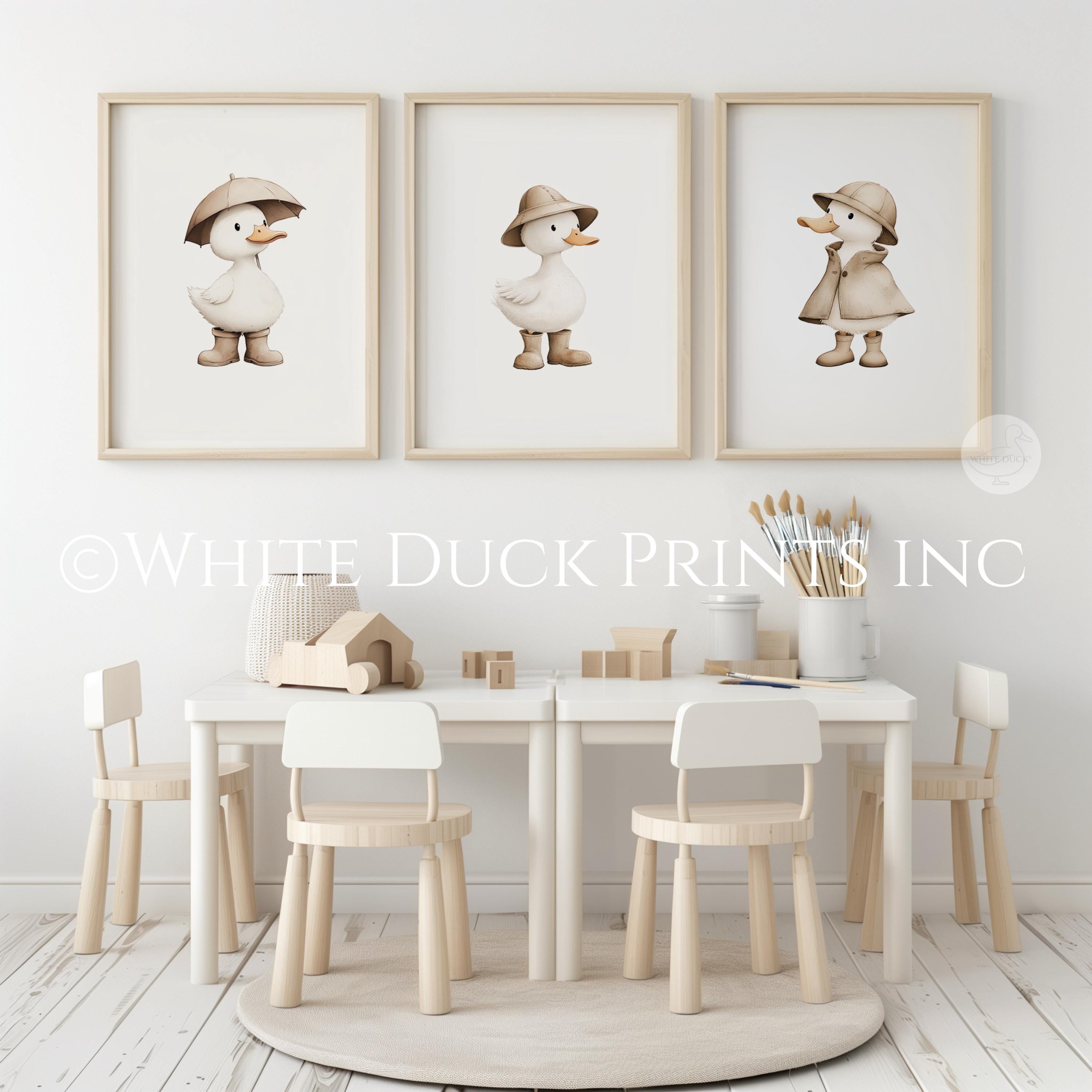 Set of 3 Duck Nursery Wall Art | Beige Nursery Decor Neutral Baby Room ...