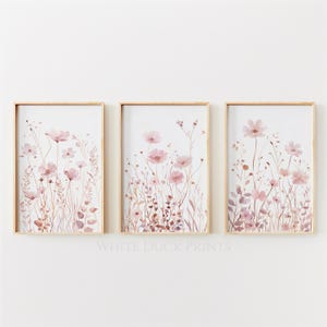 Dusty Rose Wildflower Printable Wall Art Pink Floral Boho Nusery Prints Wildflower Nursery Decor Watercolor Floral Wall Art Digital Downlaod