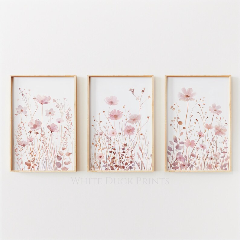 Dusty Rose Wildflower Printable Wall Art Pink Floral Boho Nusery Prints ...