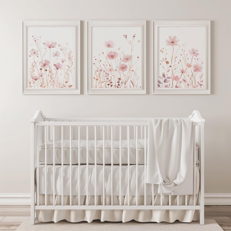 Dusty Rose Wildflower Printable Wall Art Pink Floral Boho Nusery Prints ...