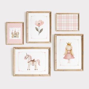 Juego de láminas infantiles de cuento de hadas / Princesa, unicornio, castillo (descarga digital)
