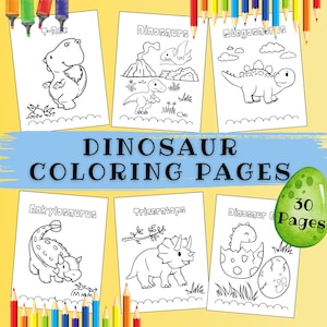 30 Dinosaur Themed Coloring Pages for Kids Toddlers Preschoolers Printable Dino Coloring Book Preschool Coloring Pages for Kindergarten