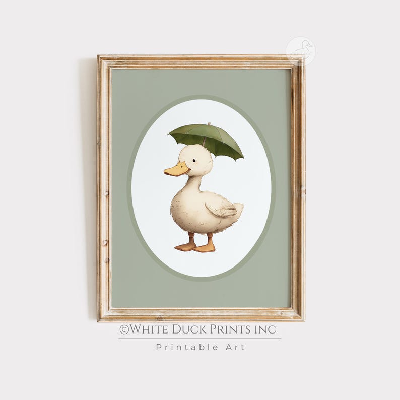 Set of 3 Duck Nursery Wall Art | Army Green Nursery Decor Baby Duckling ...