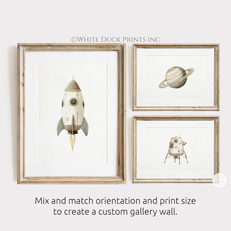 Outer Space Nursery Prints Set of 6, Playroom Space Poster Neutral ...