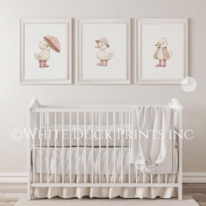 Set of 3 Duck Nursery Wall Art | Pink Nursery Decor Baby Girl Room Duck ...