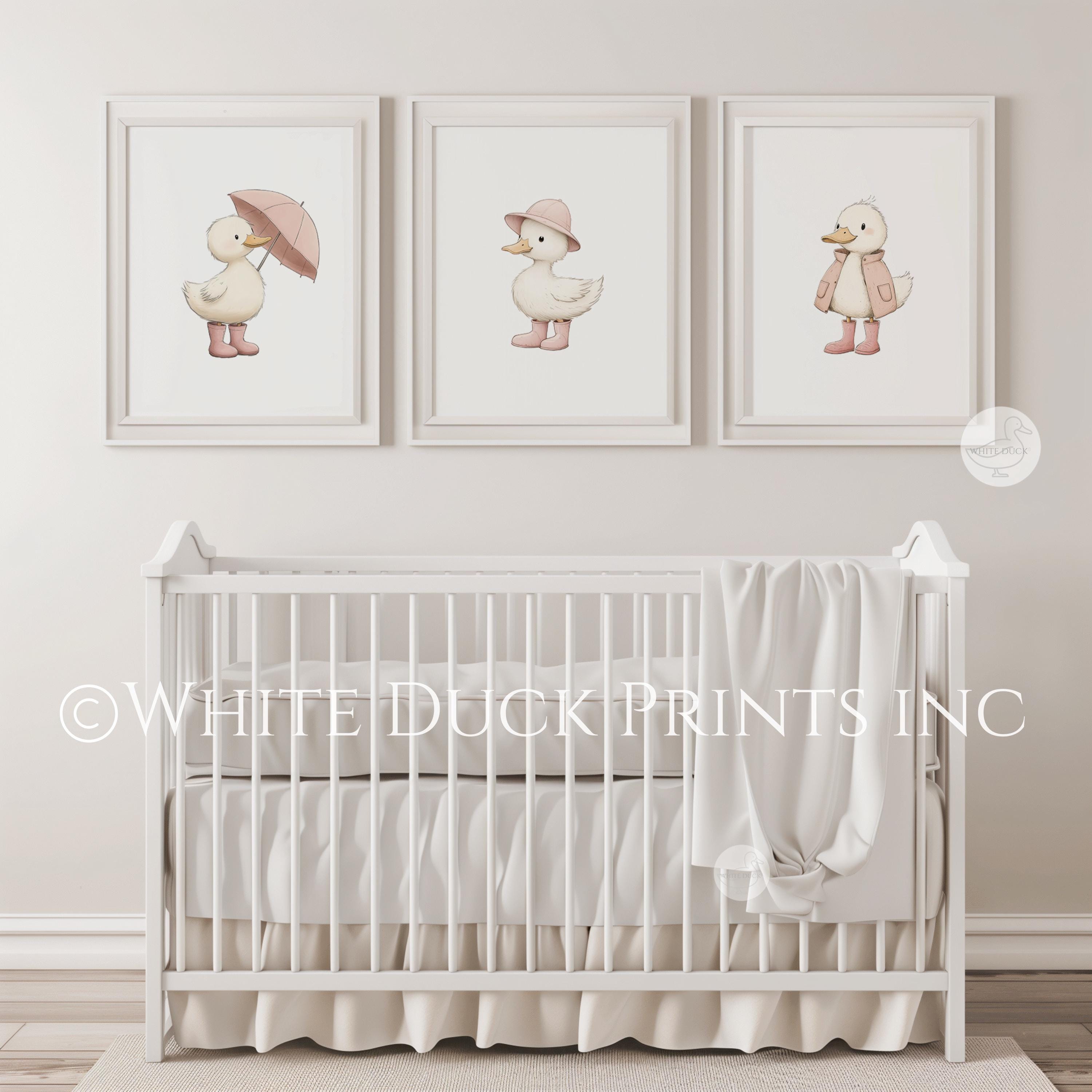 Set of 3 Duck Nursery Wall Art | Pink Nursery Decor Baby Girl Room Duck ...