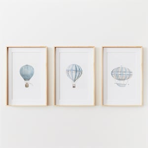 Set of 3 Blue Hot Air Balloon Nursery Prints | Vintage Nursery ...