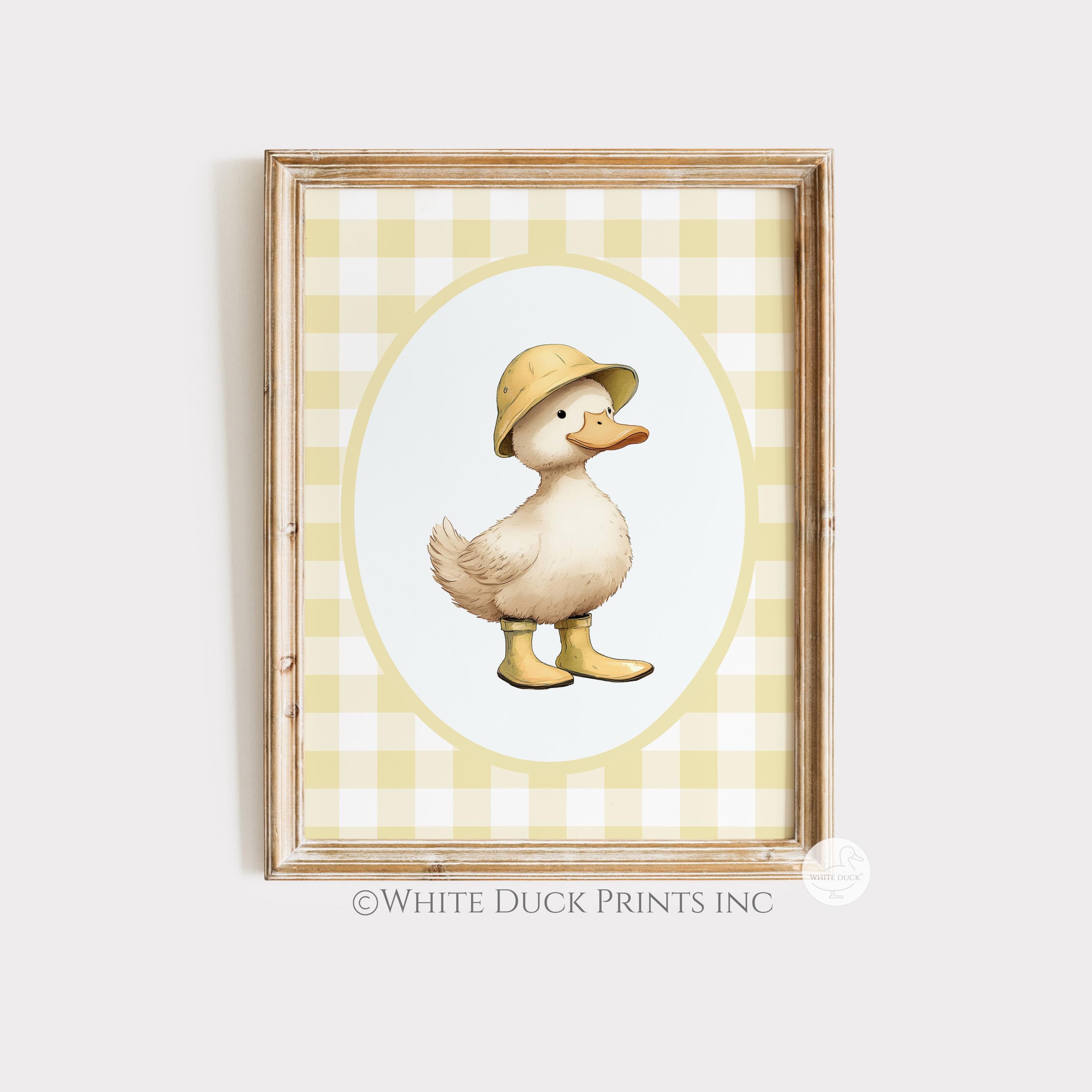 Set of 3 Duck Nursery Wall Art Yellow Gingham Nursery Decor Baby ...