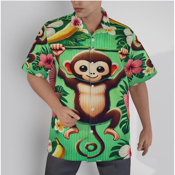 Camisa de mono Camisa de rey mono Camisa de animal hawaiano con mono de la jungla Camisa con botones Etsy Espana