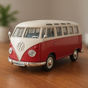 Modèle de bus Volkswagen T1 - Miniature rétro de camping-car VW, voiture classique de collection, bureau vintage et cadeau de décoration pour les amateurs de voitures