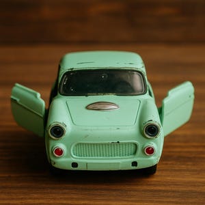 Métal berline Vintage Diecast Toy Car – Mint Green Metal Model with Opening Doors | Classic Collectible Car | Retro Miniature Car Display