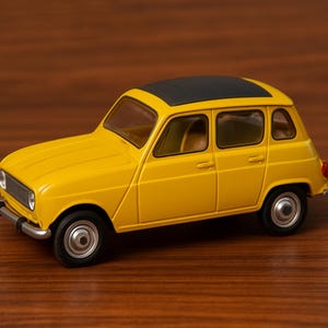 Renault 4 Diecast Car – 1:43 Scale Vintage Miniature – Yellow Classic Model Car – Collectible Toy – Gift for Car Lovers