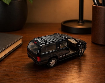 Black Chevy Suburban Diecast Model, Vintage SUV Miniature, Desk Decor Car Collector Gift
