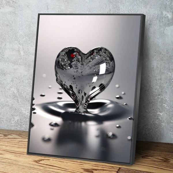 Heart Drop Splash Badkamer muurkunst Badkamer muurdecoratie Badkamer canvas muurkunst Canvaskunstafdrukken Kerstcadeau Vakantiecadeau