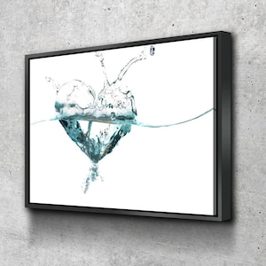 Water Heart Splash Wave Landscape Bathroom Wall Art | Bathroom Wall Decor | Bathroom Canvas Art Prints | Canvas Wall Art Holiday Gift