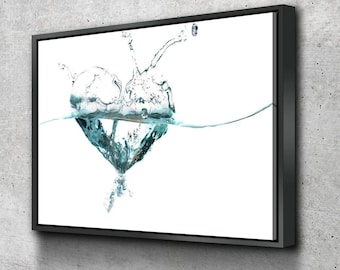 Agua corazón salpicadura onda paisaje baño arte de la pared / decoración de la pared del baño / baño lienzo impresiones de arte / lienzo pared arte regalo de vacaciones