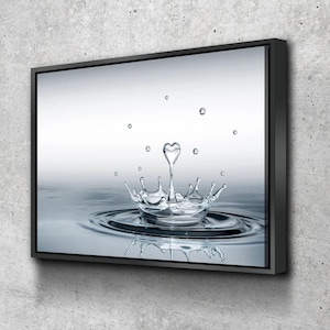 Heart Drop Splash Landscape Bathroom Wall Art | Bathroom Wall Decor | Bathroom Canvas Art Prints | Canvas Wall Art Christmas New House Gift
