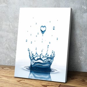 Heart Drop Water Portrait Bathroom Wall Art | Bathroom Wall Decor | Bathroom Canvas Art Prints | Canvas Wall Art Christmas Gift Holiday Gift