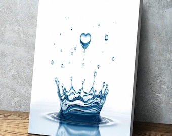 Corazón gota agua retrato baño arte de la pared / decoración de la pared del baño / baño lienzo arte impresiones / lienzo pared arte regalo de Navidad regalo de vacaciones