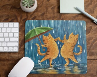 Cats Dancing in the Rain - Mouse Pad