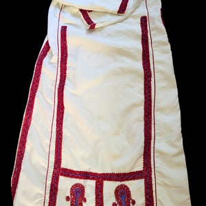 Hand stitched white Palestinian Thobe-Palestinian dress size M/L-Handmade Palestinian dress-Vintage Palestinian thobe-Bedouin dress image 3