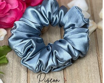 Pigeon Soft silk scrunchie, regular size, any hair type, any occasion, 25+ colors available