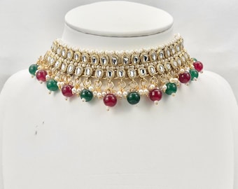 Kundan Choker Necklace Set: Indian Meenakari Bridal Jewelry
