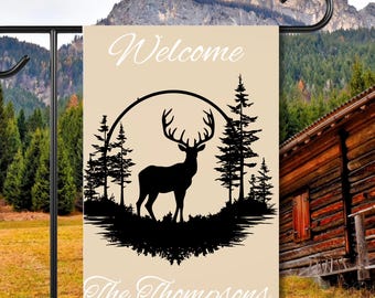 Personalized Deer Hunter Garden Flag: Double-Sided Outdoor Decor, Deer Lover Personalized Flag