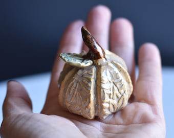 Handmade Ceramic Pumpkin, Fall/Halloween Decoration - Small