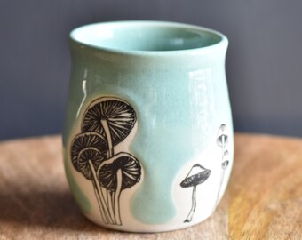 Handmade Mushroom Wine Tumbler, Turquoise