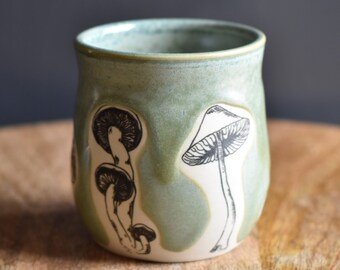 Handmade Mushroom Wine Tumbler, Green