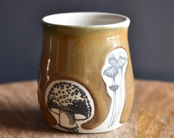 Handmade Mushroom Wine Tumbler, Brown