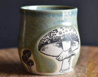 Handmade Mushroom Wine Tumbler, Green