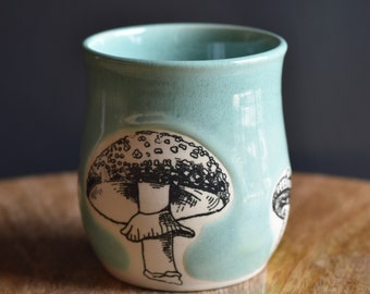 Handmade Mushroom Wine Tumbler, Turquoise