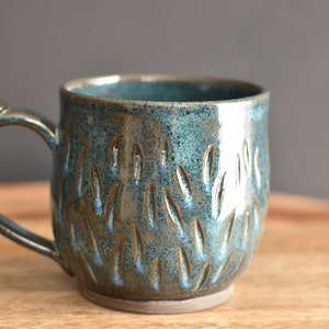 Handmade Carved Mug, Eye Moon Blue image 5