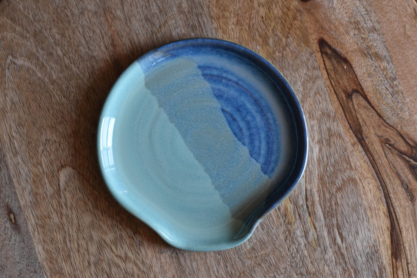 Blue/Green Kitchen Spoon Rest - Handmade