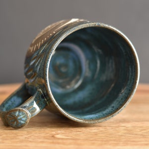 Handmade Carved Mug, Eye Moon Blue image 6