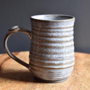 Rustic Handmade Mug / Wheel-thrown Pottery / Lavender / Dishwasher Safe / 16 oz.