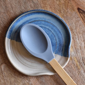 Blue/Cream Kitchen Spoon Rest - Handmade