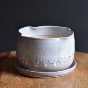 Handmade pottery Planter, succulent pot, with tray, Lavender Pastel Spring, Ceramic Pottery / Plant Gift
